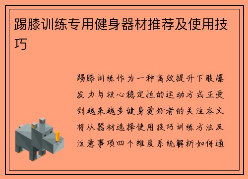 踢膝训练专用健身器材推荐及使用技巧
